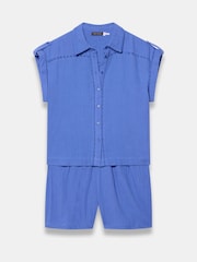 Mint Velvet Blue Cotton Shirt And Shorts Set - Image 7 of 8