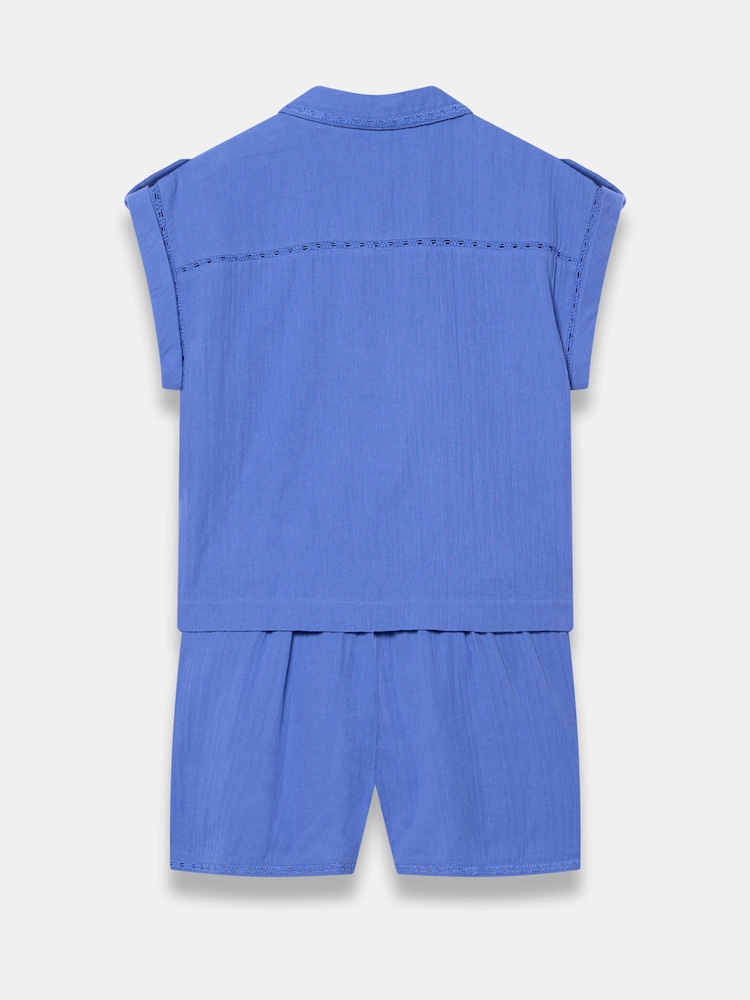 Mint Velvet Blue Cotton Shirt And Shorts Set - Image 8 of 8