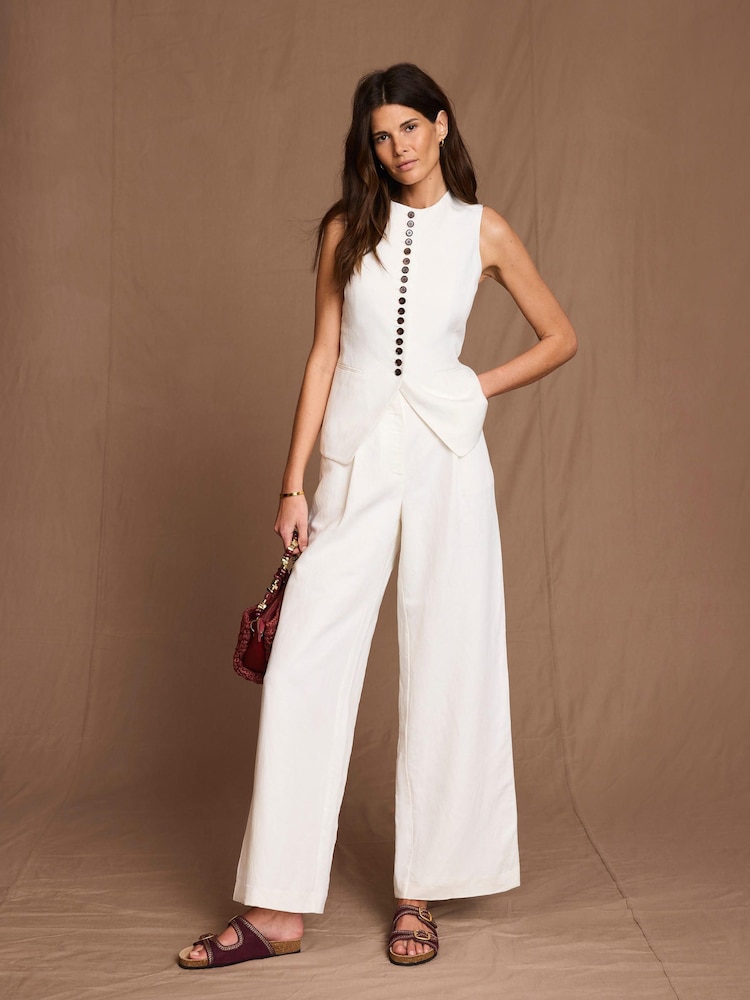 Mint Velvet Cream Wide Leg Trousers - Image 2 of 8