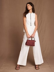 Mint Velvet Cream Wide Leg Trousers - Image 5 of 8