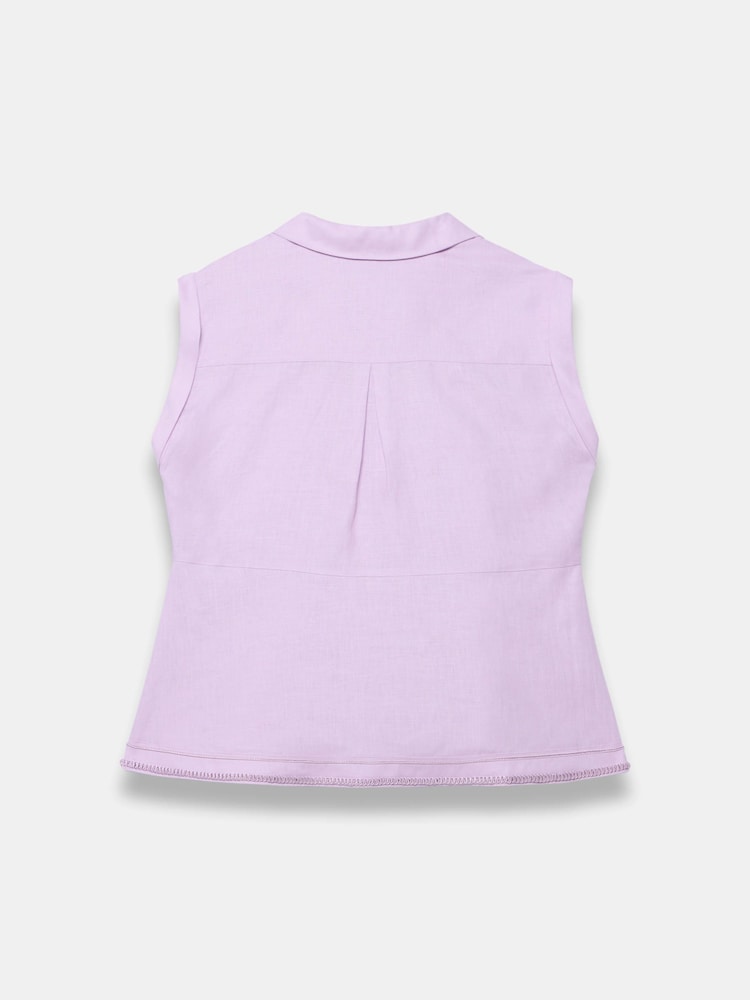 紫色 - Mint Velvet Linen Sleeveless Shirt - 圖片 8/8