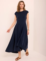 Mint Velvet Blue Jersey Asymmetric Dress - Image 1 of 7