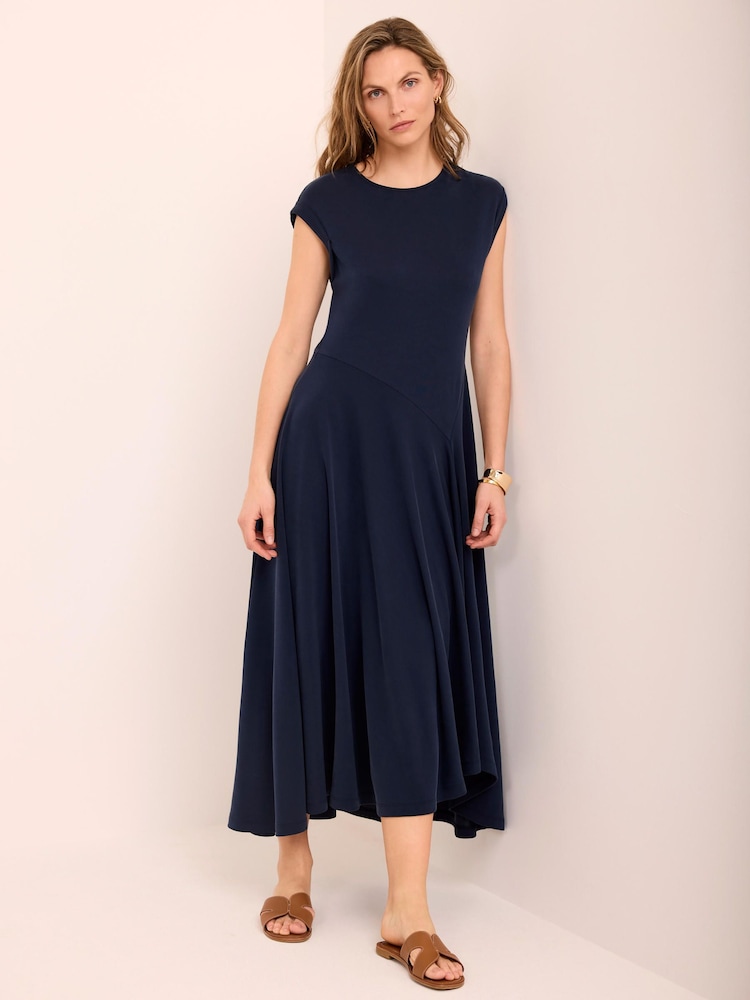 Mint Velvet Blue Jersey Asymmetric Dress - Image 2 of 7 Mint Velvet Blue Jersey Asymmetric Dress - Image 2 of 7