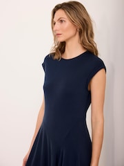 Mint Velvet Blue Jersey Asymmetric Dress - Image 4 of 7