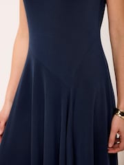 Mint Velvet Blue Jersey Asymmetric Dress - Image 5 of 7