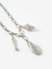 Mint Velvet Silver Tone Shell Statement Charm Necklace - Image 3 of 5