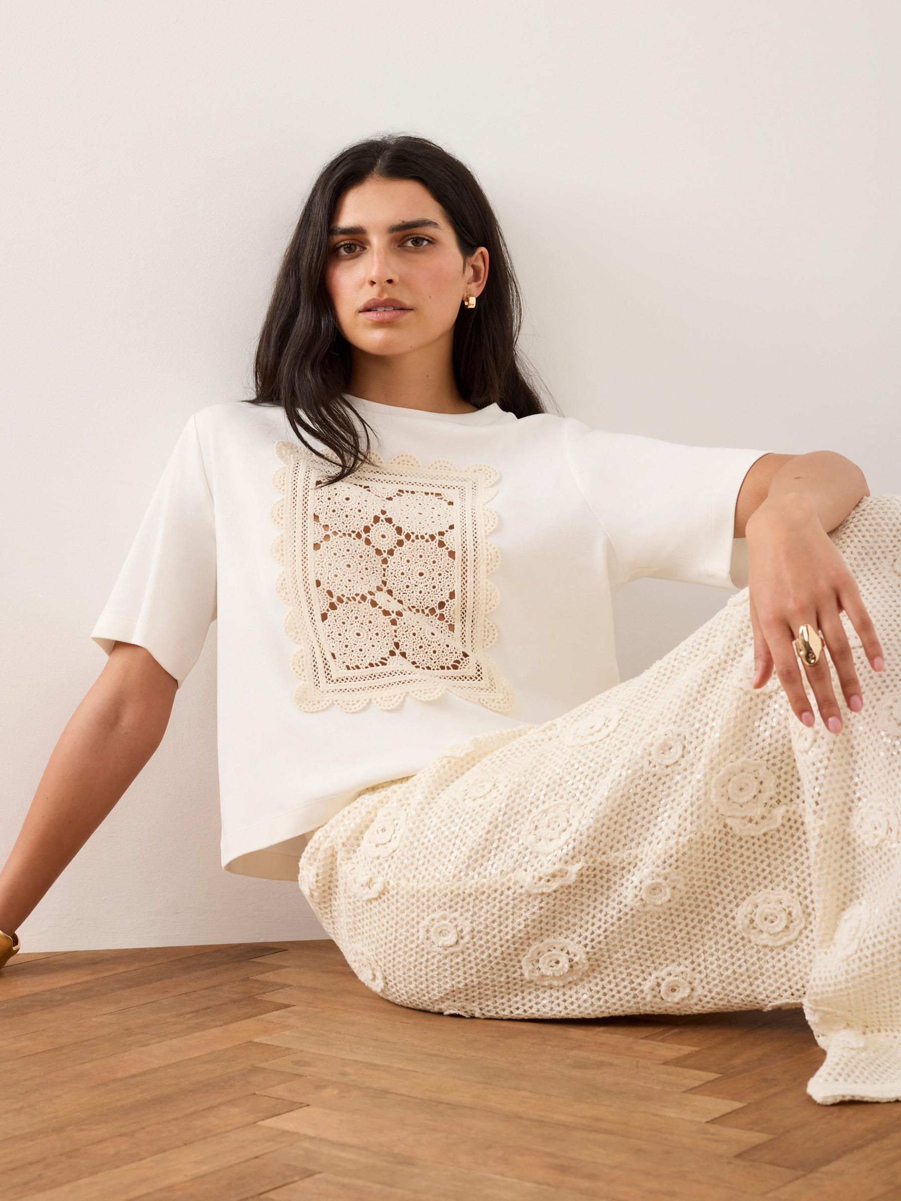 Buy Mint Velvet White Crochet Panel T-Shirt from Next USA
