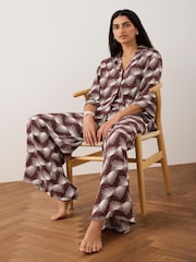 Mint Velvet Red Graphic Print Wide Trousers - Image 2 of 8