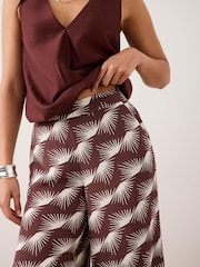 Mint Velvet Red Graphic Print Wide Trousers - Image 5 of 8