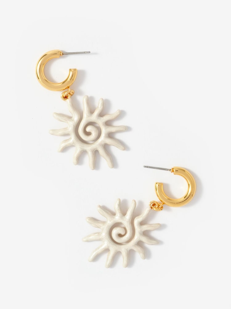 Mint Velvet Sun Charm Hoop Earrings - Imaginea 2 din 3