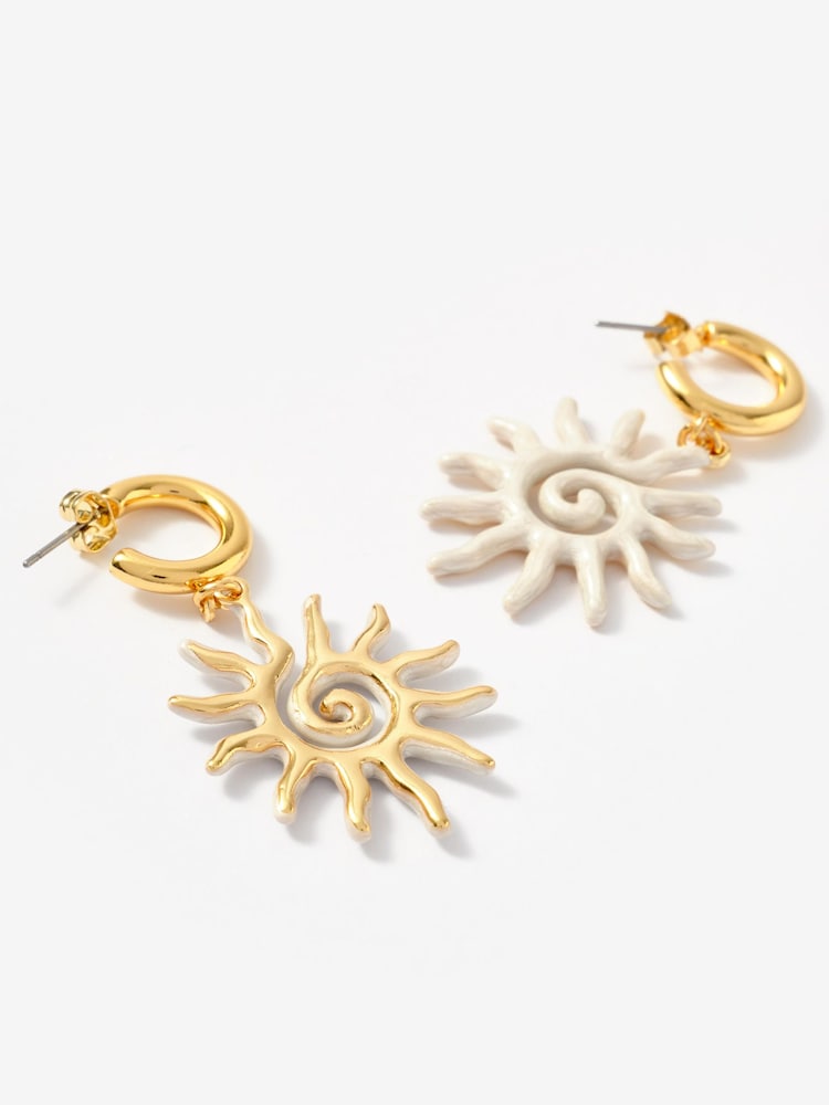 Mint Velvet Sun Charm Hoop Earrings - Imaginea 3 din 3