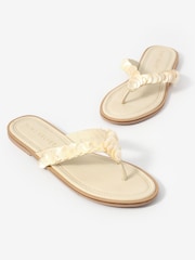 Mint Velvet Cream Freya Detail Flip Flop Sandals - Image 3 of 5