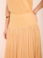 Mint Velvet Yellow Waist Crinkle Midi Skirt - Image 4 of 8