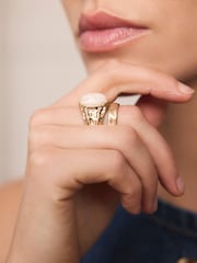 Mint Velvet Gold Tone Hammered Rings 2 Pack - Image 1 of 4