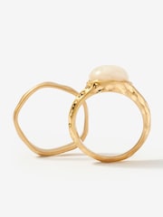 Mint Velvet Gold Tone Hammered Rings 2 Pack - Image 3 of 4