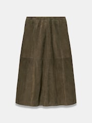 Mint Velvet Green Suede Midi Skirt - Image 7 of 8