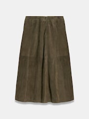 Mint Velvet Green Suede Midi Skirt - Image 8 of 8