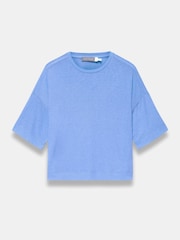 Mint Velvet Blue Linen Blend Boxy T-Shirt - Image 6 of 7
