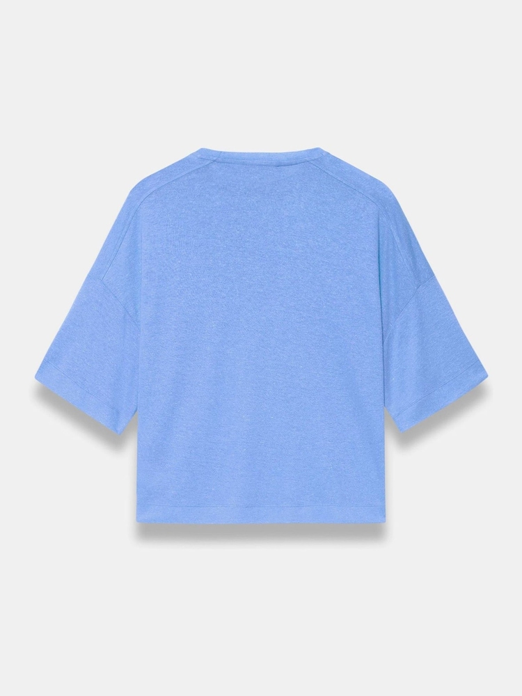 Mint Velvet Blue Linen Blend Boxy T-Shirt - Image 7 of 7 Mint Velvet Blue Linen Blend Boxy T-Shirt - Image 7 of 7