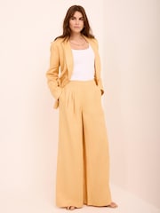 Mint Velvet Yellow Linen Wide Trousers - Image 1 of 7
