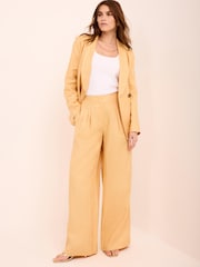Mint Velvet Yellow Linen Wide Trousers - Image 5 of 7
