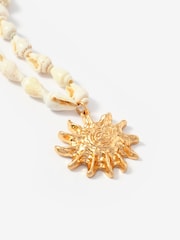 Mint Velvet Gold Tone Shell Statement Sun Charm Necklace - Image 3 of 4