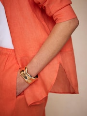 Mint Velvet Orange Linen Sheer Panel Shirt - Image 5 of 8