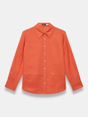 Mint Velvet Orange Linen Sheer Panel Shirt - Image 7 of 8