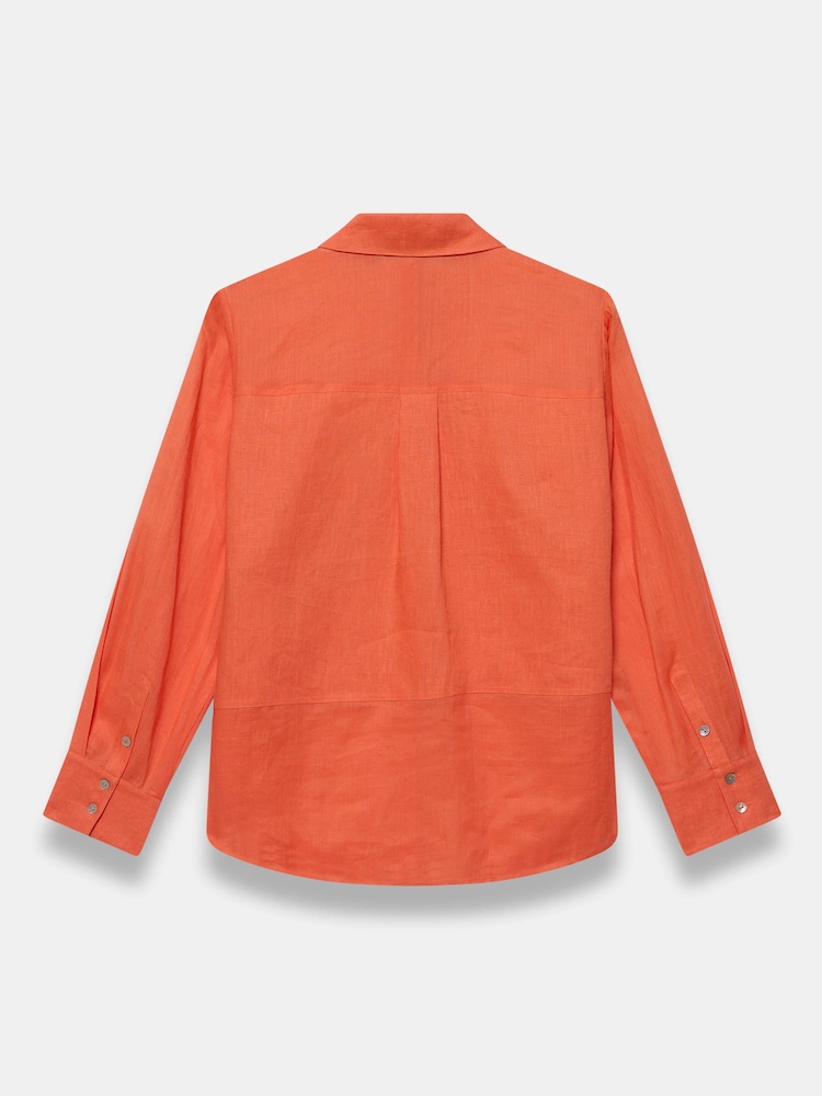 Mint Velvet Orange Linen Sheer Panel Shirt - Image 8 of 8