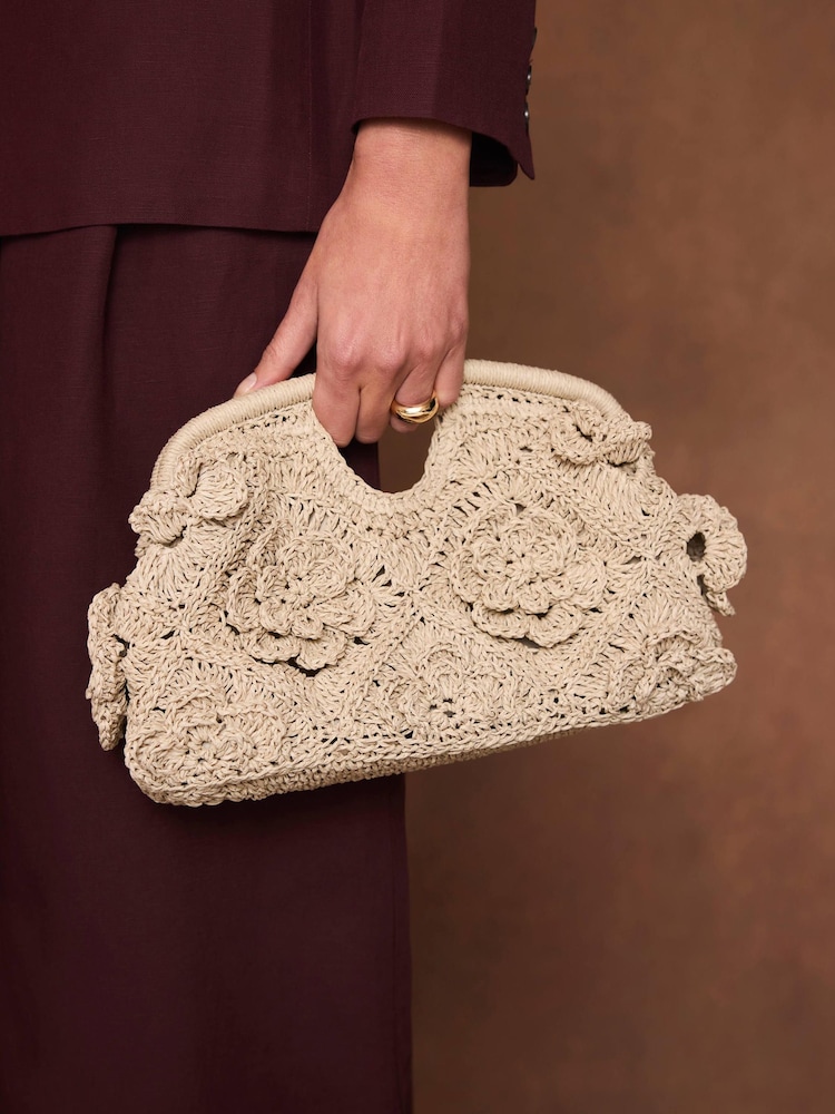 Mint Velvet Cream Lila Crochet Clutch Bag - Image 1 of 5