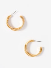 Mint Velvet Gold Crossover Hoop Earrings - Image 1 of 4