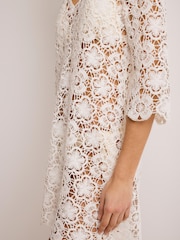 Mint Velvet Off White Crochet Beach Mini Dress - Image 4 of 8