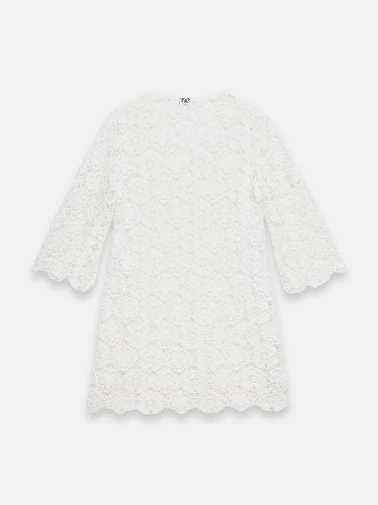 Mint Velvet Off White Crochet Beach Mini Dress - Image 8 of 8