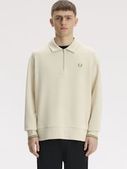 Naturlig - Fred Perry Half Zip Collared Sweatshirt - Bilde 1 av 5