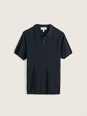 Seasalt Cornwall Blue Koeswik Knitted Polo Shirt - Image 4 of 5