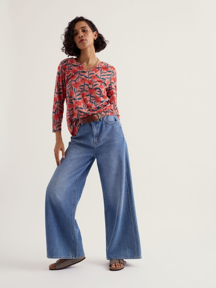 Seasalt Cornwall Pink 3/4 Kellow Top - Image 2 of 5