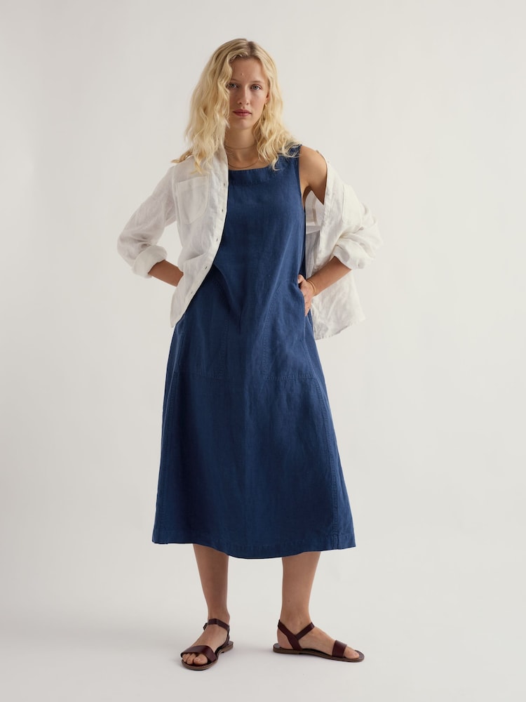 Seasalt Cornwall Navy Blue Petite Cresting Waves Dress - Image 1 of 4