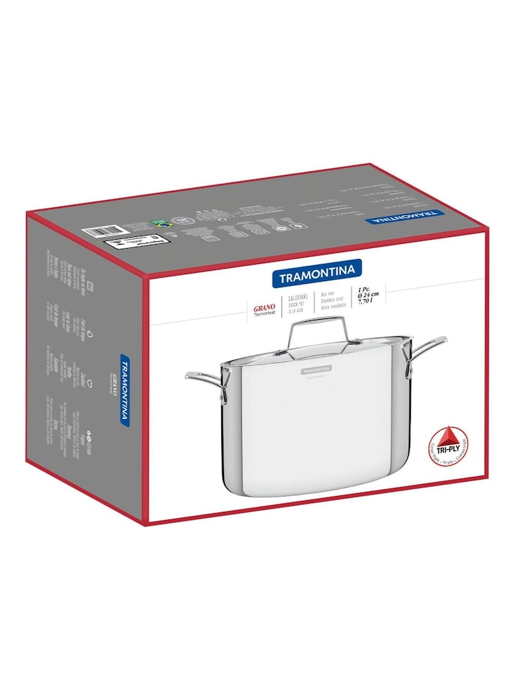 Tramontina Silver Grano 3-Ply Stainless Steel Stock Pot 24cm - Image 6 of 6 Tramontina Silver Grano 3-Ply Stainless Steel Stock Pot 24cm - Image 6 of 6