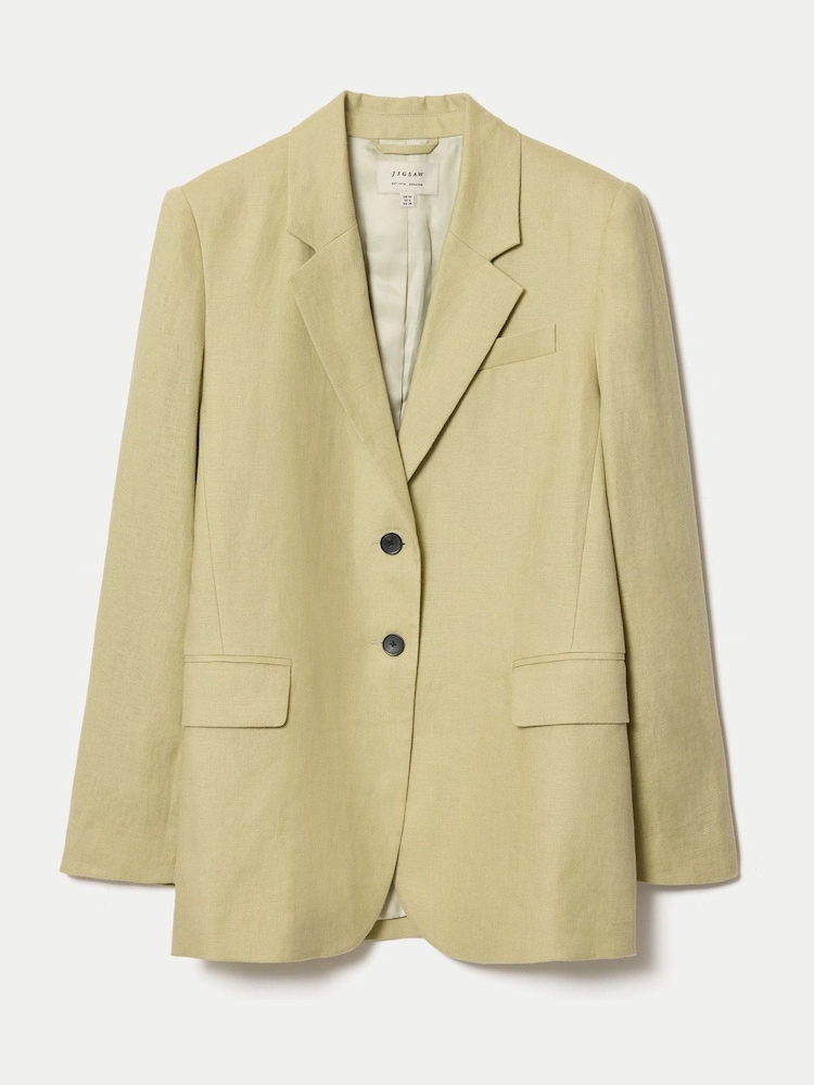 Jigsaw Green Linen Peak Lapel Blazer - Image 6 of 6