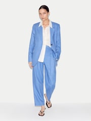 Jigsaw Blue Linen Peak Lapel Blazer - Image 3 of 7