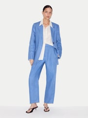 Jigsaw Blue Linen Peak Lapel Blazer - Image 4 of 7