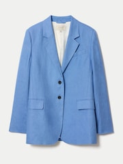 Jigsaw Blue Linen Peak Lapel Blazer - Image 8 of 8