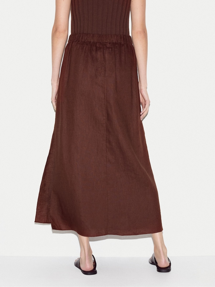 بني - Jigsaw Linen Drawstring Maxi Skirt - Image 2 of 7 بني - Jigsaw Linen Drawstring Maxi Skirt - Image 2 of 7