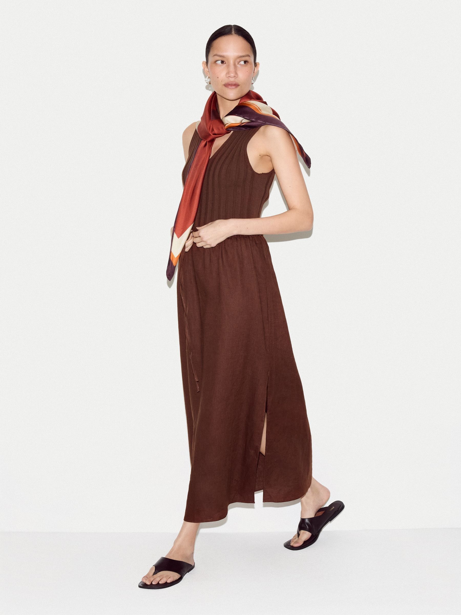 Buy Jigsaw Brown Linen Drawstring Maxi Skirt from Next USA