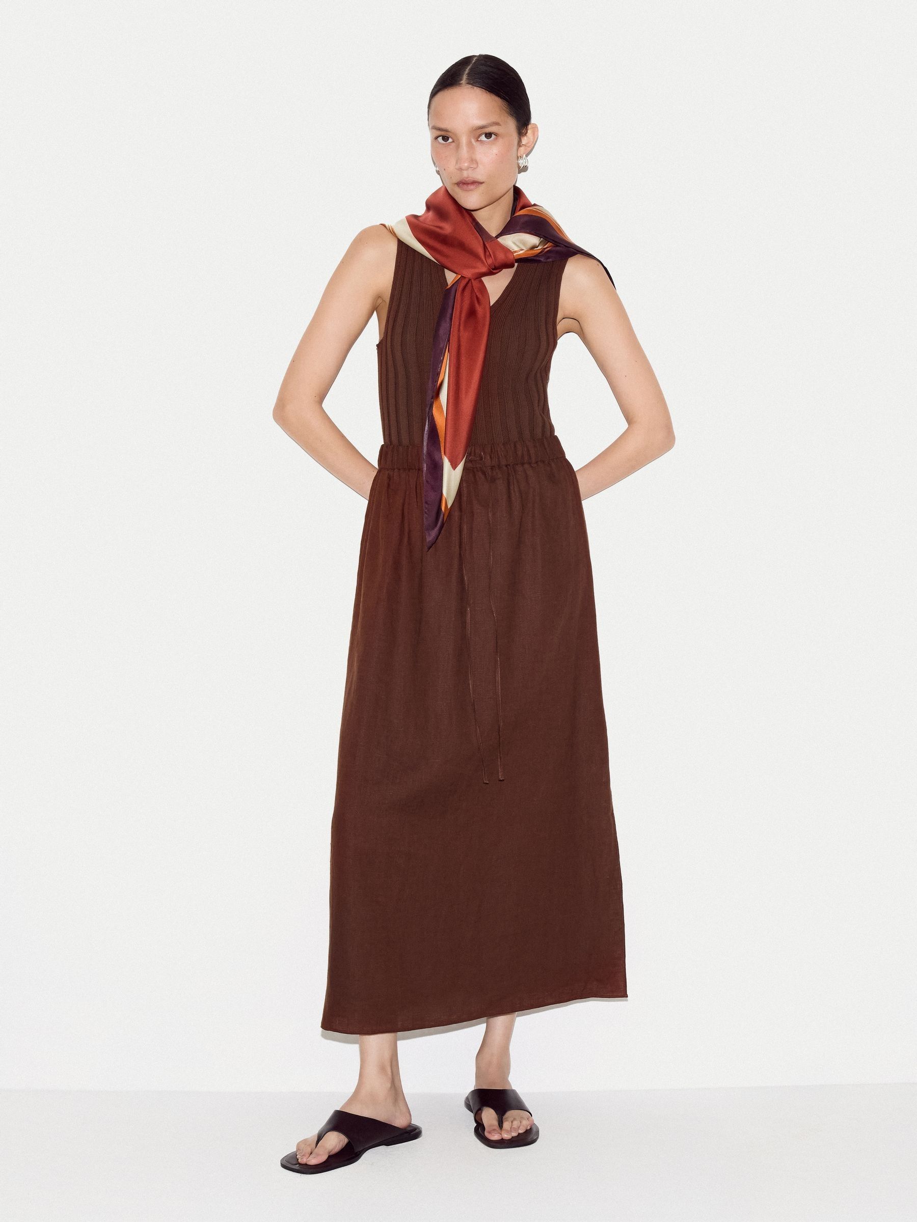 Buy Jigsaw Brown Linen Drawstring Maxi Skirt from Next USA