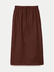 بني - Jigsaw Linen Drawstring Maxi Skirt - Image 7 of 7