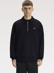 Svart - Fred Perry Half Zip Collared Sweatshirt - Bilde 1 av 5