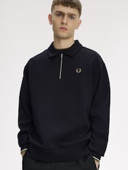 Svart - Fred Perry Half Zip Collared Sweatshirt - Bilde 2 av 5