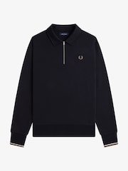 Svart - Fred Perry Half Zip Collared Sweatshirt - Bilde 4 av 5