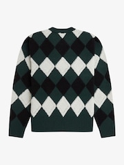 Fred Perry Green Textured Argyle Jumper - Image 5 of 5